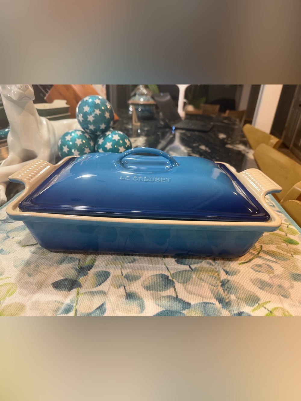 NEW Le Creuset Heritage 4 Qt Covered Rectangular Casserole Baker & Lid - Azure